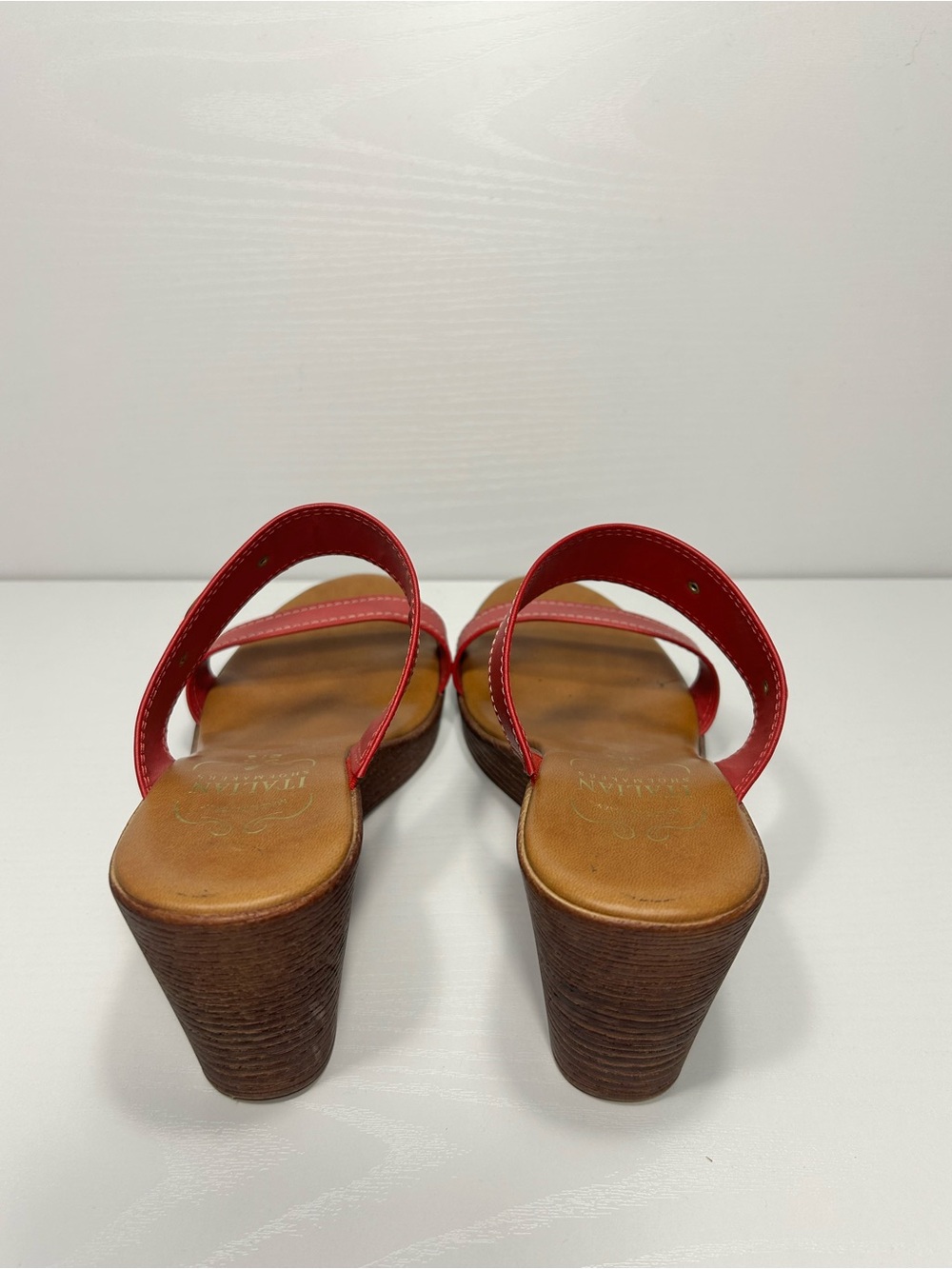Italian Shoemakers Red Wedge Slide Sandals Size 8.5 - Picture 6 of 8